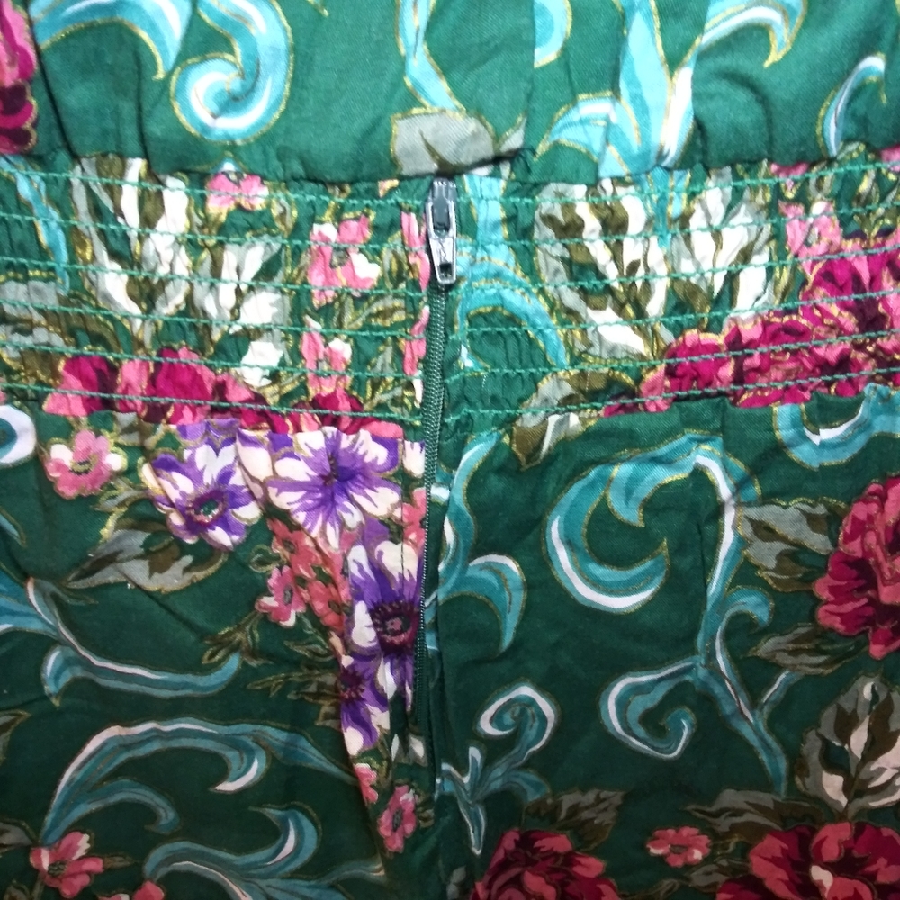 Miss Dorby Vintage 1980's Teal Burgundy & Purple Floral  Cottagecore Style Dress - Picture 10 of 14